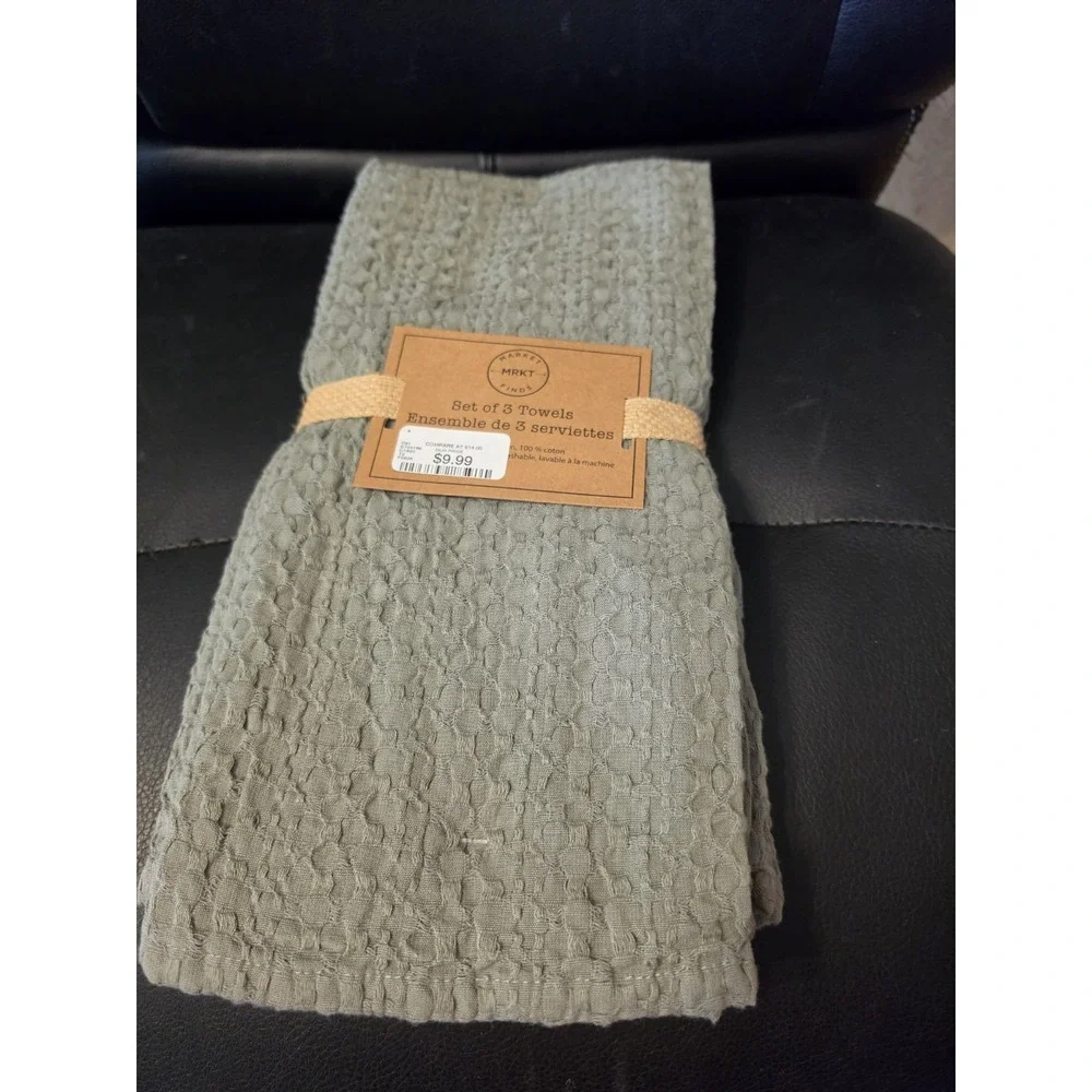 Market Finds 3 Kitchen Towels Sage Green